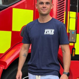 T-Shirt Navy m/hvid print